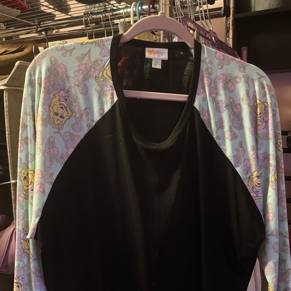LuLaRoe Black Top with Colorful Accents
